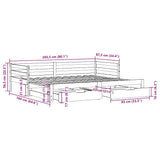 Slaapbank Met Onderschuifbed/Lades Zonder Matras 80X200 Cm Wit