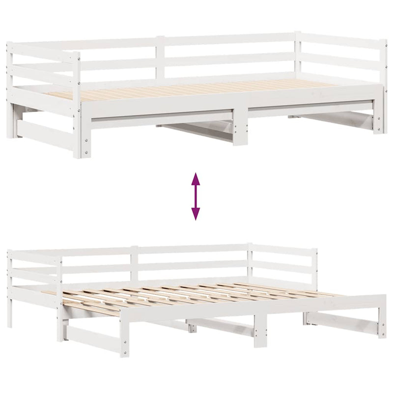 Slaapbank Met Onderschuifbed/Lades Zonder Matras 80X200 Cm Wit