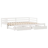 Slaapbank Met Onderschuifbed/Lades Zonder Matras 80X200 Cm Wit
