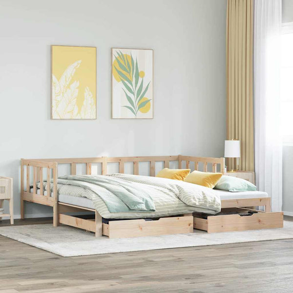 Slaapbank Met Onderschuifbed En Lades Zonder Matras