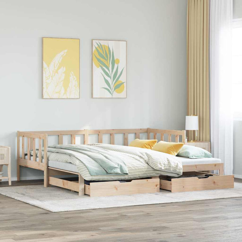 Slaapbank Met Onderschuifbed En Lades Zonder Matras