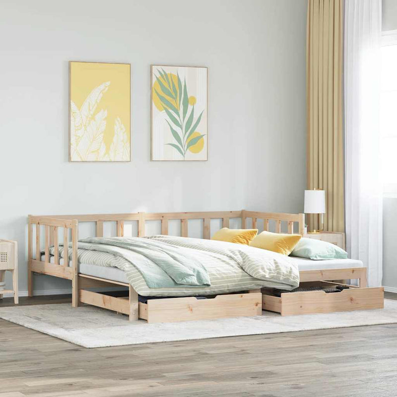 Slaapbank Met Onderschuifbed En Lades Zonder Matras