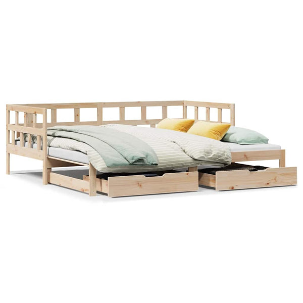 Slaapbank Met Onderschuifbed En Lades Zonder Matras 90X200 Cm