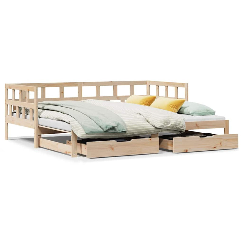 Slaapbank Met Onderschuifbed En Lades Zonder Matras 90X200 Cm