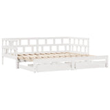 Slaapbank Met Onderschuifbed/Lades Zonder Matras 90X200 Cm Wit
