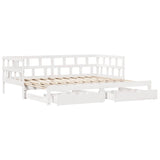 Slaapbank Met Onderschuifbed/Lades Zonder Matras 90X200 Cm Wit