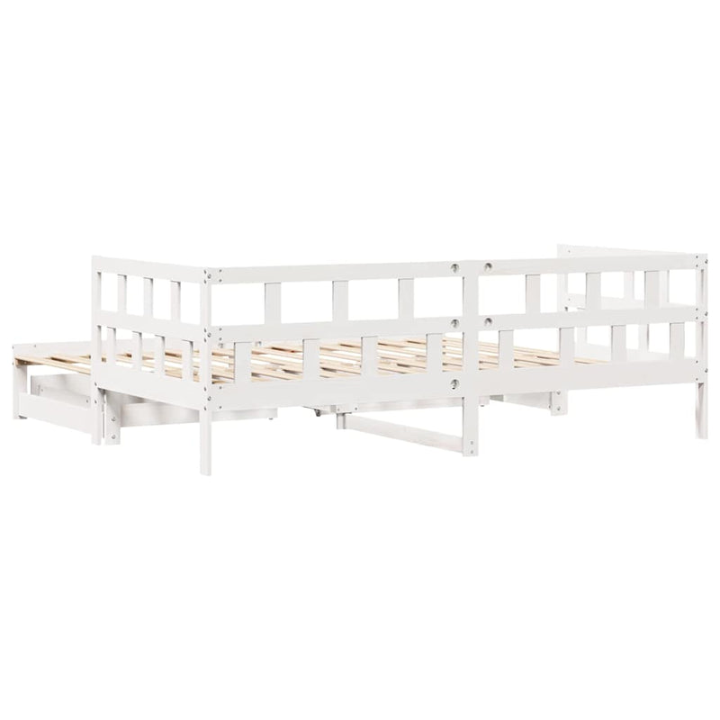 Slaapbank Met Onderschuifbed/Lades Zonder Matras 90X200 Cm Wit
