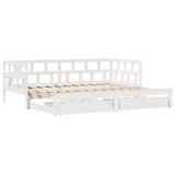 Slaapbank Met Onderschuifbed/Lades Zonder Matras 90X200 Cm Wit