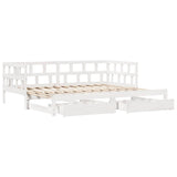 Slaapbank Met Onderschuifbed/Lades Zonder Matras 90X200 Cm Wit