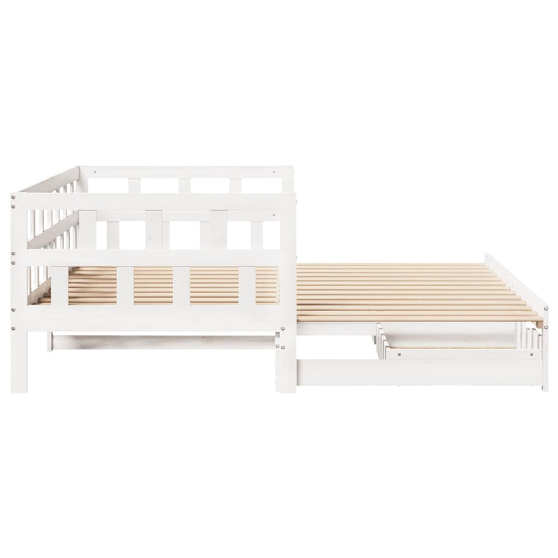 Slaapbank Met Onderschuifbed/Lades Zonder Matras 90X200 Cm Wit