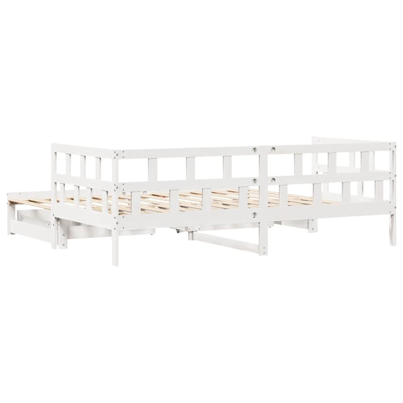 Slaapbank Met Onderschuifbed/Lades Zonder Matras 90X200 Cm Wit