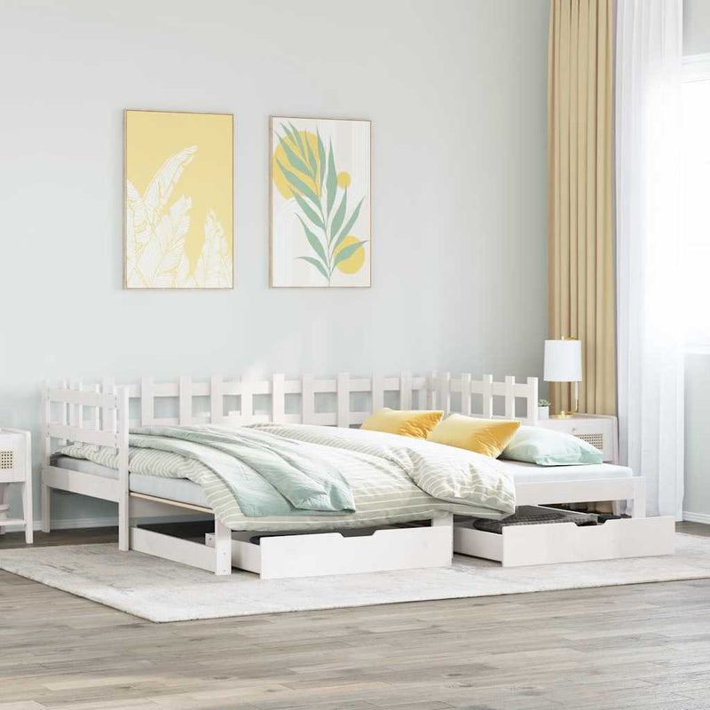 Slaapbank Met Onderschuifbed En Lades Zonder Matras