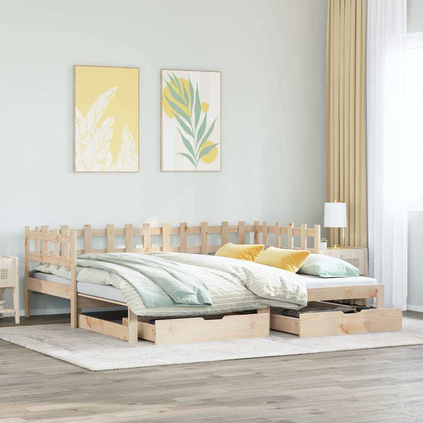 Slaapbank Met Onderschuifbed En Lades Zonder Matras