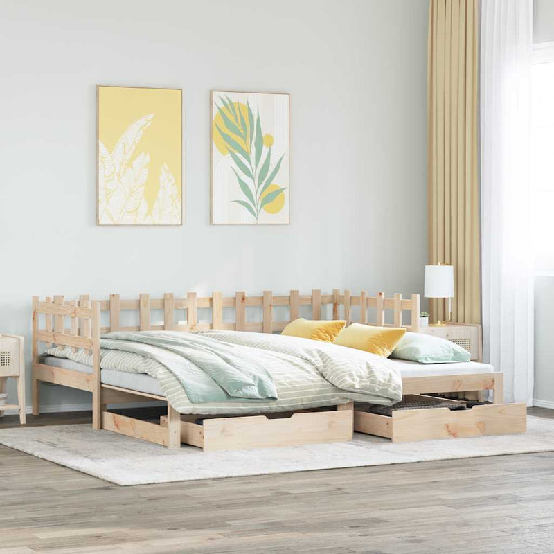 Slaapbank Met Onderschuifbed En Lades Zonder Matras