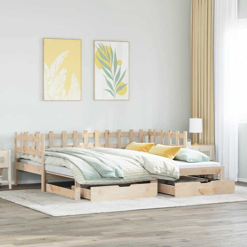Slaapbank Met Onderschuifbed En Lades Zonder Matras