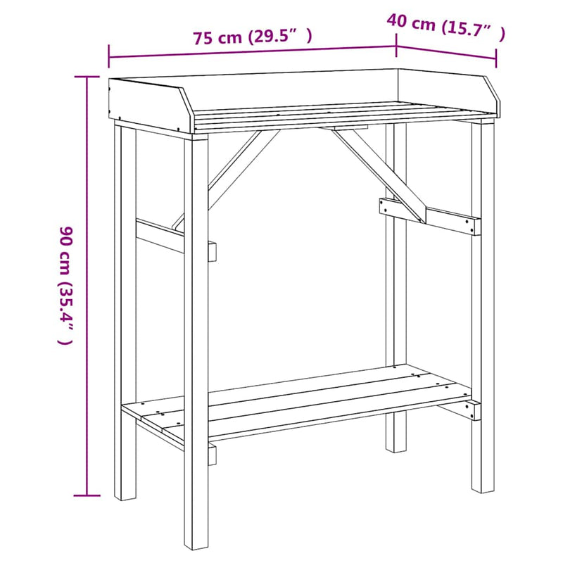 Plantenkasten Met Plank Bruin 75 X 40 X 90 Cm Stevig Vurenhout