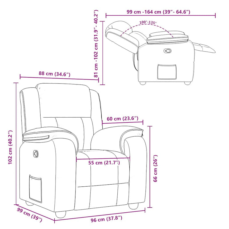 Relaxfauteuil Donkergrijze Stof