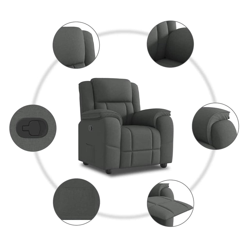 Relaxfauteuil Donkergrijze Stof