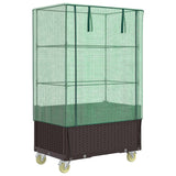 Plantenbak Verhoogd Met Hoes En Wielen 80X50X182 Cm Rattanlook