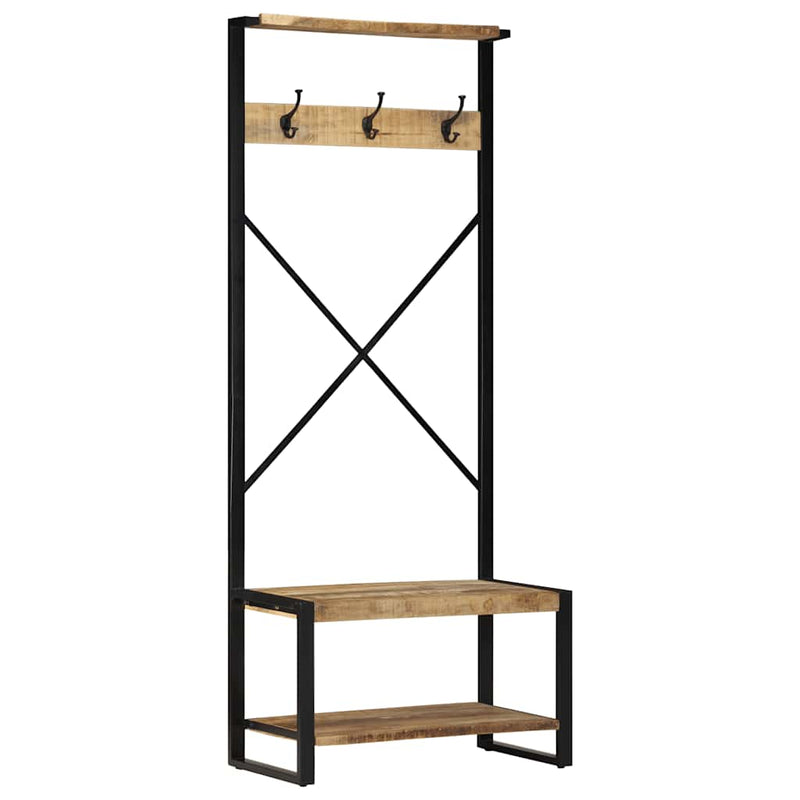 Kledingrek 80X40X190 Cm Massief Gerecycled Hout Meerkleurig
