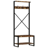 Kledingrek 80X40X190 Cm Massief Gerecycled Hout Meerkleurig
