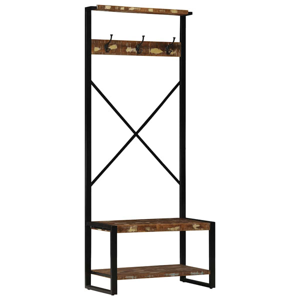 Kledingrek 80X40X190 Cm Massief Gerecycled Hout Meerkleurig