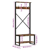 Kledingrek 80X40X190 Cm Massief Gerecycled Hout Meerkleurig