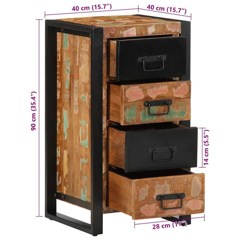 Ladekast 40X40X75 Cm Massief Gerecycled Hout Meerkleurig