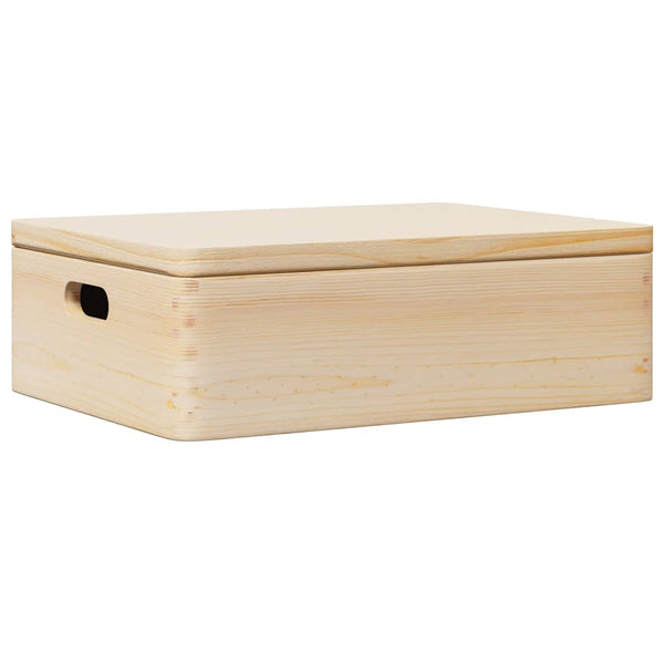 Houten Kist Met Deksel&Handvatten 40X30X13Cm Massief Grenenhout