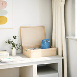 Houten Kist Met Deksel&Handvatten 40X30X13Cm Massief Grenenhout