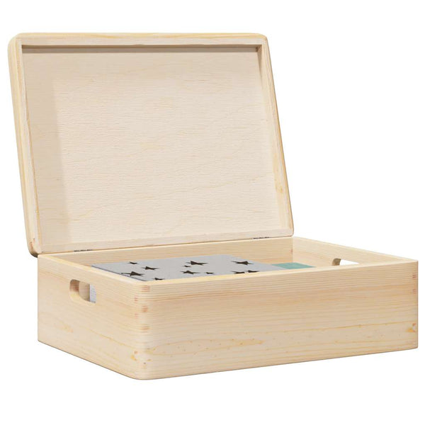 Houten Kist Met Deksel&Handvatten 40X30X13Cm Massief Grenenhout