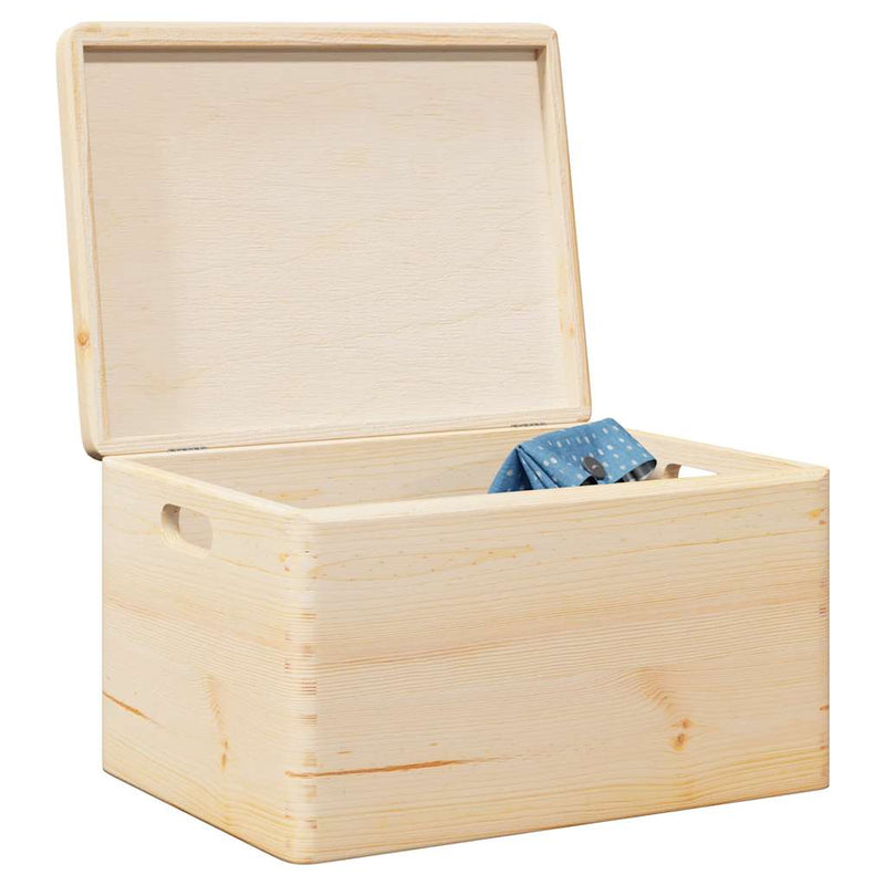 Houten Kist Met Deksel&Handvatten 40X30X13Cm Massief Grenenhout