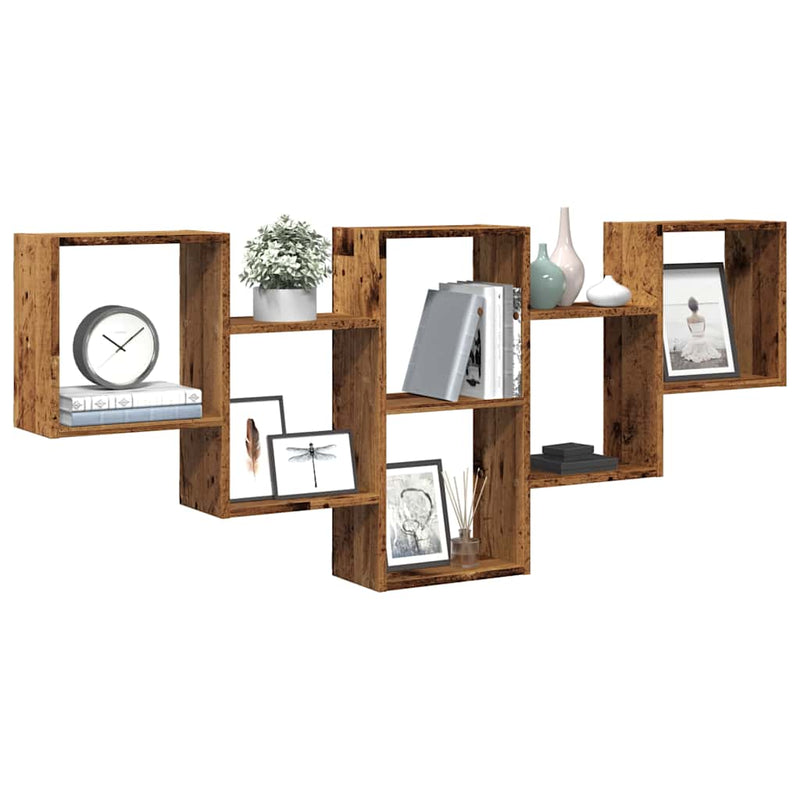 Wandschap 159X18X66 Cm Bewerkt Hout Kleurig