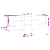 Wandschap 159X18X66 Cm Bewerkt Hout Kleurig