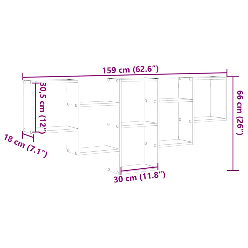 Wandschap 159X18X66 Cm Bewerkt Hout Kleurig