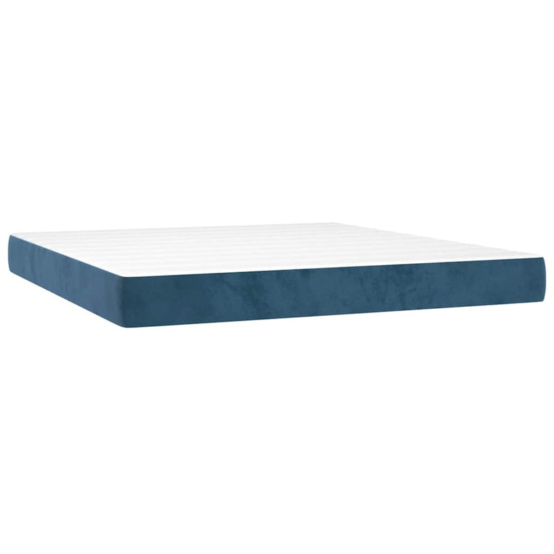 Pocketveringmatras 160X210X20 Cm Fluweel Donkerblauw