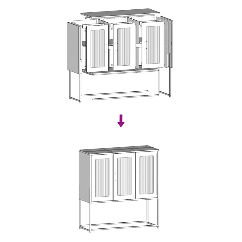 Dressoir 100,5X39X107 Cm Koudgewalst Staal