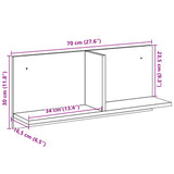 Wandkast 70X16,5X30 Cm Bewerkt Hout Eiken Grijs Sonoma