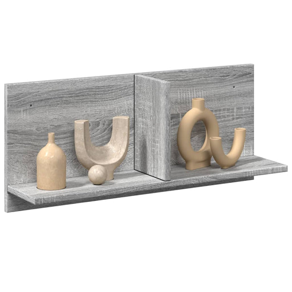 Wandkast 70X16,5X30 Cm Bewerkt Hout Eiken Grijs Sonoma