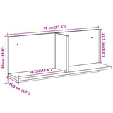 Wandkast 70X16,5X30 Cm Bewerkt Hout Bruin Eikenkleur