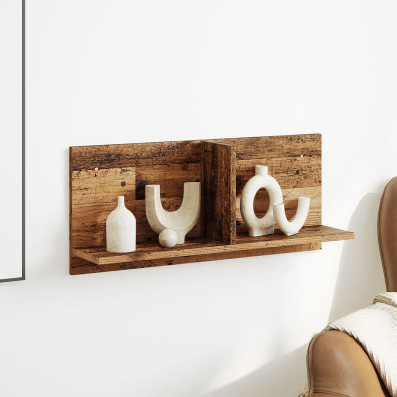 Wandkast 70X16,5X30 Cm Bewerkt Hout Kleurig Oud Hout