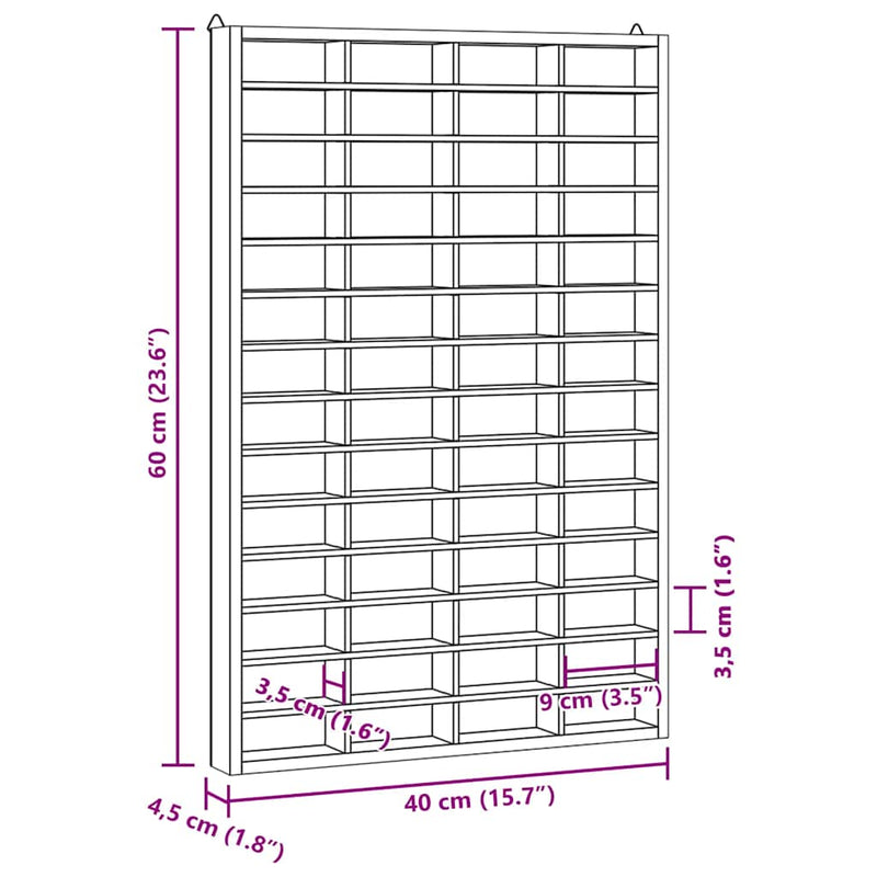 Houten Verzamelaarsvitrine Met 56 Vakken 40X4,5X60Cm