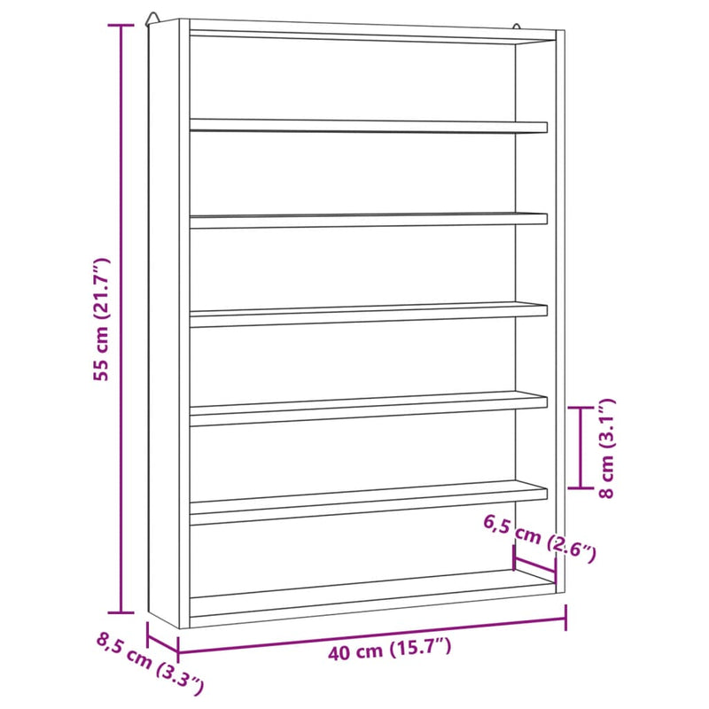 Houten Verzamelvitrine Met 6 Planken 40X8,5X55 Cm