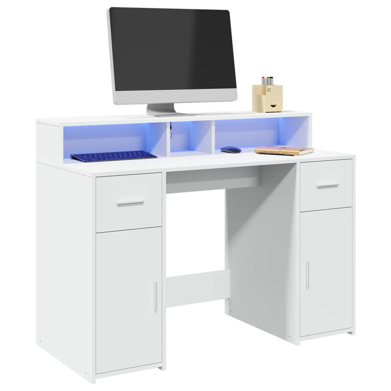 Bureau Met Led-Verlichting Hout Artisanaal Eiken