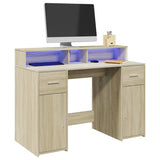 Bureau Met Led-Verlichting Hout Artisanaal Eiken