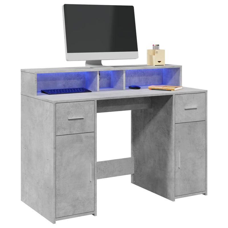 Bureau Met Led-Verlichting Hout Artisanaal Eiken