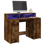 Bureau Met Led-Verlichting Hout Artisanaal Eiken