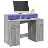 Bureau Met Led-Verlichting Hout Artisanaal Eiken