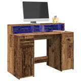 Bureau Met Led-Verlichting Hout Artisanaal Eiken