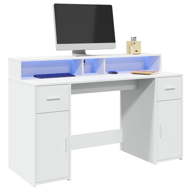 Bureau Met Led-Verlichting Hout Artisanaal Eiken